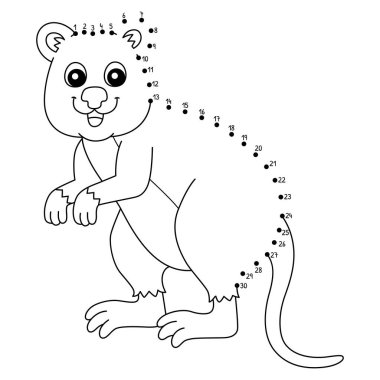 Noktaları birleştiren sevimli ve komik bir Dot Quokka Avustralya Hayvan Boyama Sayfası.