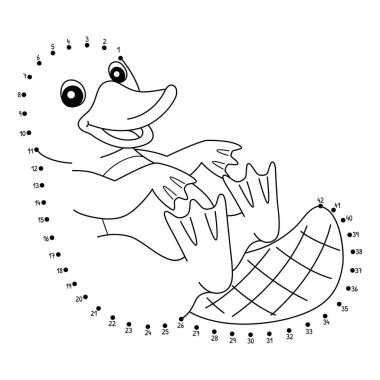 Noktaları birleştiren sevimli ve komik bir Avustralya Hayvan Boyama Sayfası.