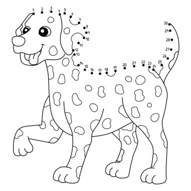 Noktaları birleştiren sevimli ve komik bir Dalmaçyalı Köpek Hayvan Boyama Sayfası.