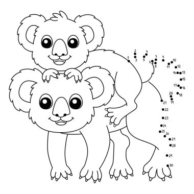Tatlı ve komik bir Nokta Koala ile Avustralyalı Çocuk Hayvan Boyama Sayfası.