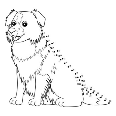 Noktaları birleştiren şirin ve komik bir Collie Köpek Hayvan Boyama Sayfası.