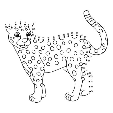 Noktaları birleştiren sevimli ve komik bir Afrika Hayvan Boyama Sayfası.