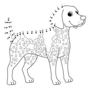 Noktaları birleştiren şirin ve komik bir Alman kısa yayınlı Pointer köpek boyama sayfası.