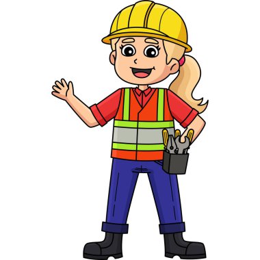 Bu karikatür parçası bir illüstrasyondaki Kadın İnşaat İşçisini gösteriyor