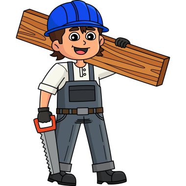 Bu karikatür klipinde bir Log illüstrasyonunu kaldıran bir İnşaat İşçisi gösteriliyor.