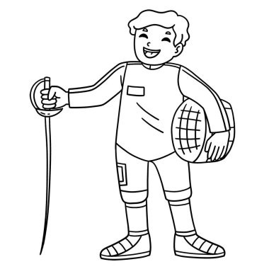 Kılıç ve Miğferli Eskrimci 'nin şirin ve komik renkli sayfası. Çocuklar için saatlerce boyama eğlencesi sağlıyor. Bu sayfayı boyamak çok kolaydır. Küçük çocuklar ve yeni yürümeye başlayanlar için uygun..