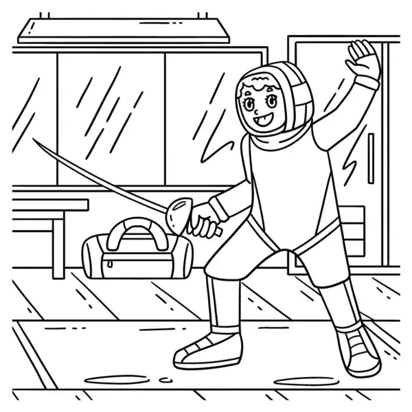 En Garde pozisyonunda eskrim yapan bir kadın eskrimcinin sevimli ve komik renkli sayfası. Çocuklar için saatlerce boyama eğlencesi sağlıyor. Bu sayfayı boyamak çok kolaydır. Küçük çocuklar ve yeni yürümeye başlayanlar için uygun.. 