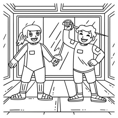 Erkek ve Kadın Eskrimcilerin sevimli ve komik renkli sayfası. Çocuklar için saatlerce boyama eğlencesi sağlıyor. Bu sayfayı boyamak çok kolaydır. Küçük çocuklar ve yeni yürümeye başlayanlar için uygun.. 