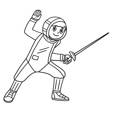 Saldırmak üzere olan eskrimci bir erkeğin sevimli ve komik renkli sayfası. Çocuklar için saatlerce boyama eğlencesi sağlıyor. Bu sayfayı boyamak çok kolaydır. Küçük çocuklar ve yeni yürümeye başlayanlar için uygun..