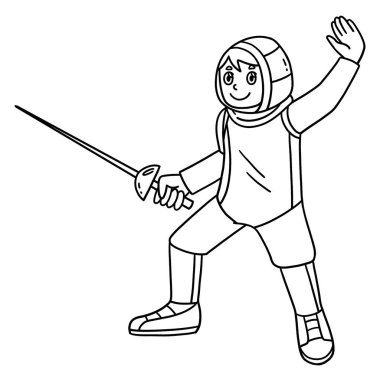 Gardını almış eskrimci bir erkek eskrimcinin sevimli ve komik renkli sayfası. Çocuklar için saatlerce boyama eğlencesi sağlıyor. Bu sayfayı boyamak çok kolaydır. Küçük çocuklar ve yeni yürümeye başlayanlar için uygun..