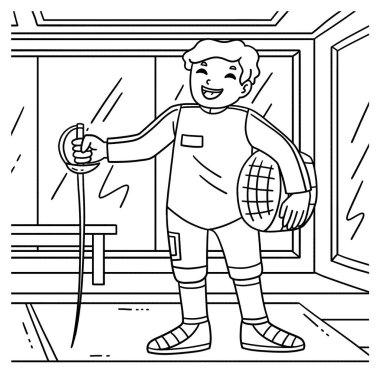 Kılıç ve Miğferli Eskrimci 'nin şirin ve komik renkli sayfası. Çocuklar için saatlerce boyama eğlencesi sağlıyor. Bu sayfayı boyamak çok kolaydır. Küçük çocuklar ve yeni yürümeye başlayanlar için uygun.. 