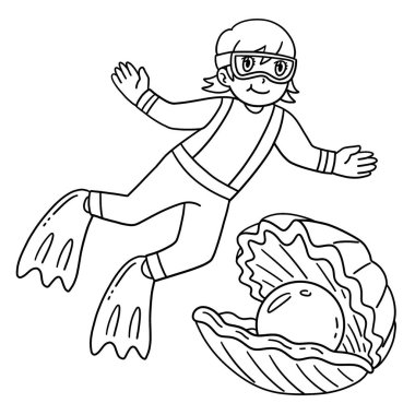 Dalış yapan bir kadın ve dev bir istiridyenin sevimli ve komik renkli sayfası. Çocuklar için saatlerce boyama eğlencesi sağlıyor. Bu sayfayı boyamak çok kolaydır. Küçük çocuklar ve yeni yürümeye başlayanlar için uygun..