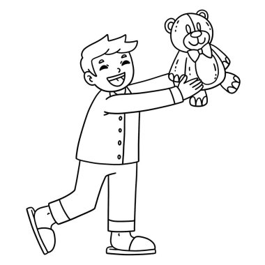 Pijama giyen bir pijama çocuğunun sevimli ve komik renkli sayfası. Çocuklar için saatlerce boyama eğlencesi sağlıyor. Bu sayfayı boyamak çok kolaydır. Küçük çocuklar ve yeni yürümeye başlayanlar için uygun..