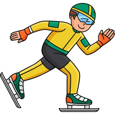 Bu karikatür, Speed Skating Erkek Sprinting illüstrasyonunu gösteriyor.