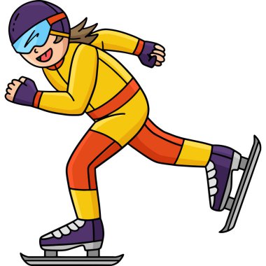 Bu karikatür klipinde Hız Pateni Kadın Sprinting illüstrasyonunu gösteriyor.