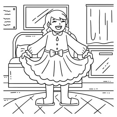 Pijama kıyafetli bir kızın sevimli ve komik renkli sayfası. Çocuklar için saatlerce boyama eğlencesi sağlıyor. Bu sayfayı boyamak çok kolaydır. Küçük çocuklar ve yeni yürümeye başlayanlar için uygun..