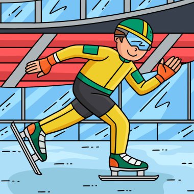 Bu karikatür, Speed Skating Erkek Sprinting illüstrasyonunu gösteriyor.