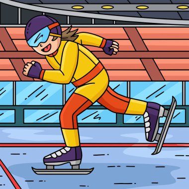 Bu karikatür klipinde Hız Pateni Kadın Sprinting illüstrasyonunu gösteriyor.