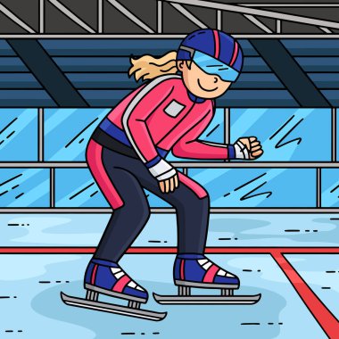 Bu karikatür, Başlangıç Çizgisi illüstrasyonunda dişi bir hız patencisini gösteriyor..