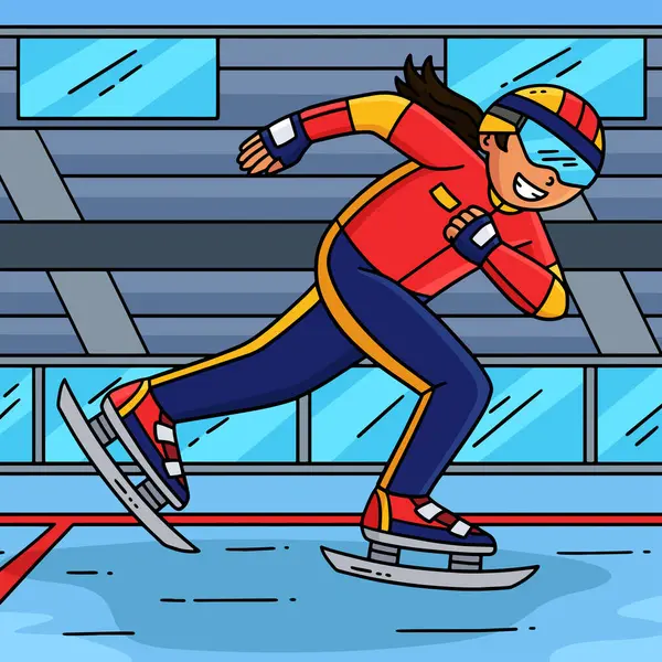 Bu karikatür klipinde Hız Pateni İten Kadın Paten Çizimi gösteriliyor.