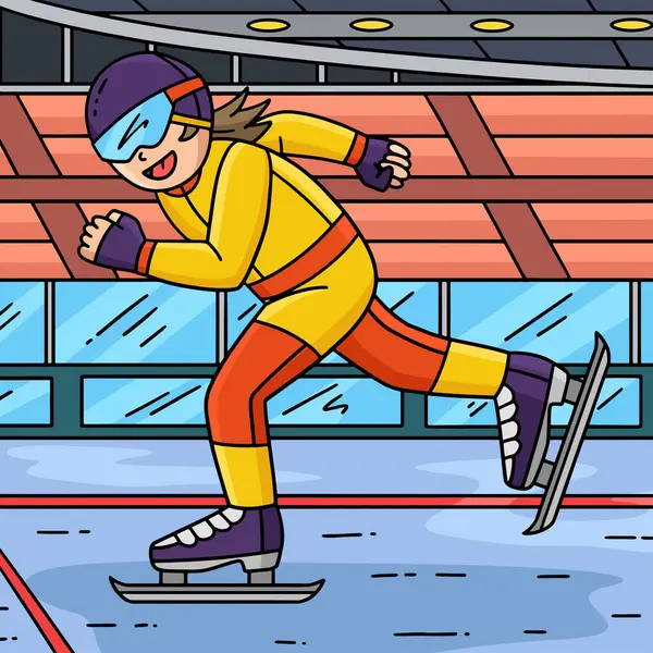 Bu karikatür klipinde Hız Pateni Kadın Sprinting illüstrasyonunu gösteriyor.