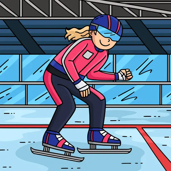 Bu karikatür, Başlangıç Çizgisi illüstrasyonunda dişi bir hız patencisini gösteriyor..