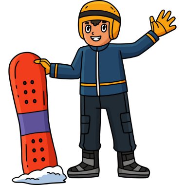 Bu karikatür, Snowboard 'lu bir çocuğun Snowboard resimlerini göstermektedir.. 