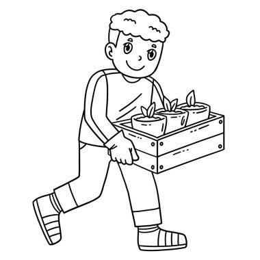 Elinde bir kutu tohumla gezen bir okul bahçesinin sevimli ve komik renkli sayfası. Çocuklar için saatlerce boyama eğlencesi sağlıyor. Bu sayfayı boyamak çok kolaydır. Küçük çocuklar ve yeni yürümeye başlayanlar için uygun.. 