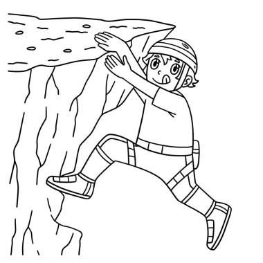 Bouldering Boy 'un Ledge' e uzanan sevimli ve komik renkli sayfası. Çocuklar için saatlerce boyama eğlencesi sağlıyor. Bu sayfayı boyamak çok kolaydır. Küçük çocuklar ve yeni yürümeye başlayanlar için uygun..