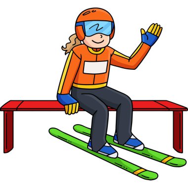 Bu karikatür, kayakla atlayan bir kadın kayakçı üst eğrisi çizimini gösterir. 