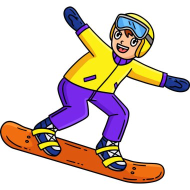 Bu karikatür, Snowboard 'cu bir çocuğun Sıçrama çizimini gösteriyor.. 