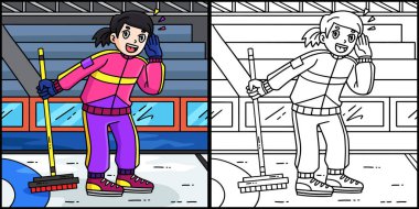 Bu renkli sayfa Curling Female Skip Shouting 'i gösteriyor. Bu illüstrasyonun bir tarafı renkli ve çocuklar için bir ilham kaynağı..
