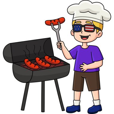 Bu karikatür, 4 Temmuz 'da yapılan sosisli resimlerini gösteriyor.. 