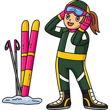 Bu karikatür klibinde bir kadın biatloncunun gözlüğünü düzelttiği görülüyor..