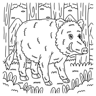 Vahşi Yaban Domuzu adlı bir orman hayvanının sevimli ve komik renkli sayfası. Çocuklar için saatlerce boyama eğlencesi sağlıyor. Bu sayfayı boyamak çok kolaydır. Küçük çocuklar ve yeni yürümeye başlayanlar için uygun..