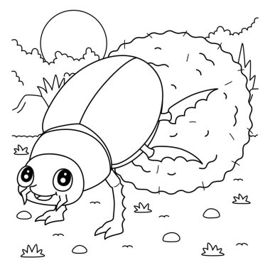 Böcek gübreği hayvanının sevimli ve komik renkli sayfası. Çocuklar için saatlerce boyama eğlencesi sağlıyor. Bu sayfayı boyamak çok kolaydır. Küçük çocuklar ve yeni yürümeye başlayanlar için uygun..