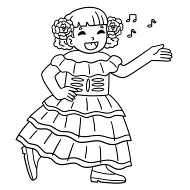 Dia de los Muertos Kız Şarkısı 'nın sevimli ve komik renkli bir sayfası. Çocuklar için saatlerce boyama eğlencesi sağlıyor. Bu sayfayı boyamak çok kolaydır. Küçük çocuklar ve yeni yürümeye başlayanlar için uygun.. 