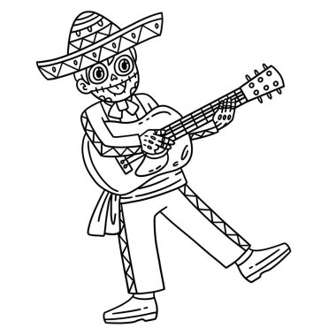 Dia de los Muertos Skeleton Boy 'un Gitar Çalan Şirin ve komik renkli sayfası. Çocuklar için saatlerce boyama eğlencesi sağlıyor. Bu sayfayı boyamak çok kolaydır. Küçük çocuklar ve yeni yürümeye başlayanlar için uygun.. 
