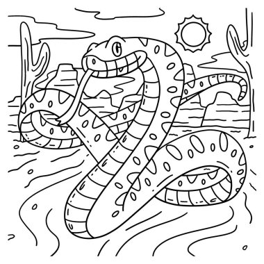 Bir Desert Sidewinder 'ın sevimli ve komik renkli sayfası. Çocuklar için saatlerce boyama eğlencesi sağlıyor. Bu sayfayı boyamak çok kolaydır. Küçük çocuklar ve yeni yürümeye başlayanlar için uygun.. 