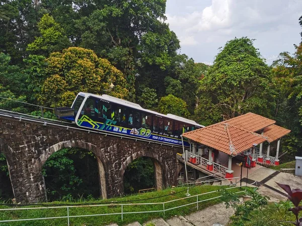 Malásia Abril 2020 Penang Hill Trem Funicular Trilha Pedreiro Estação — Fotografia de Stock