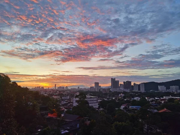 Piękny Widok Miasto Zachodzie Słońca Malezja — Zdjęcie stockowe