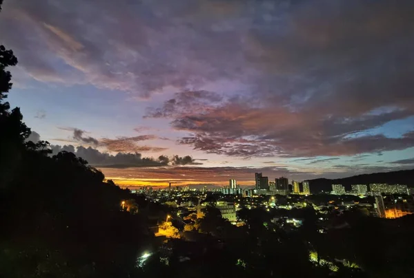 stock image Beautiful view of town at sunset, Malaysia 