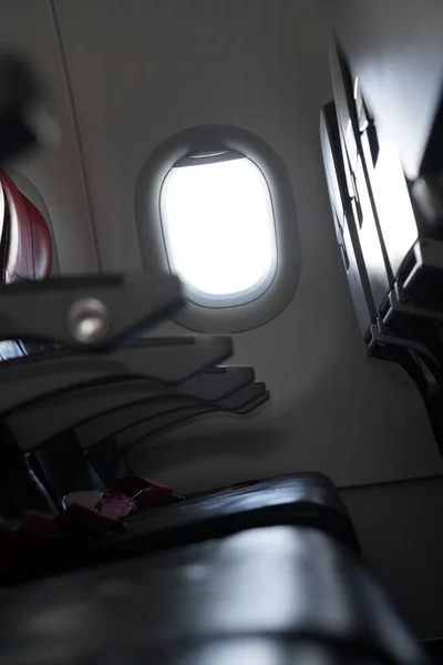 Interior Del Avión Moderno Con Asientos Iluminador — Foto de Stock