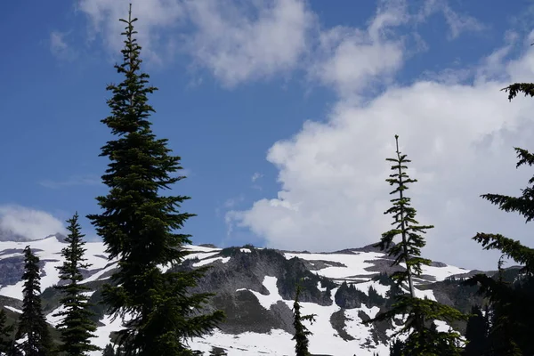 Γραφική Θέα Μαγευτικό Χιονισμένο Ορεινό Τοπίο — Φωτογραφία Αρχείου