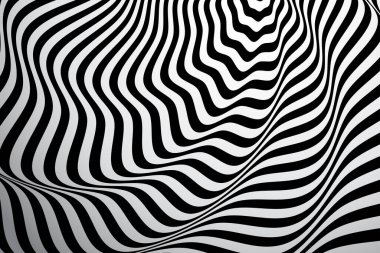 Dalga çizgileriyle soyut siyah beyaz arkaplan