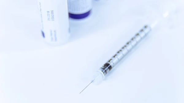 Syringe and vials for blood sugar self-testing for diabetes