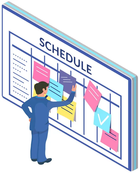 Business Person Planning Schedule Time Management Tasks Scheduling Work Calendar — Stock Vector