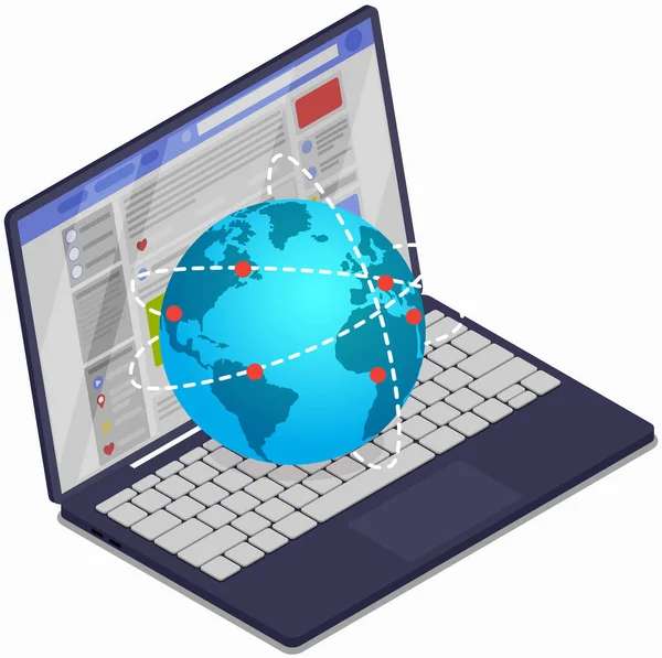 Globalne Połączenie Sieciowe Sieć Komunikacyjna Obejmująca Całą Ziemię Społeczność Internetowa — Wektor stockowy