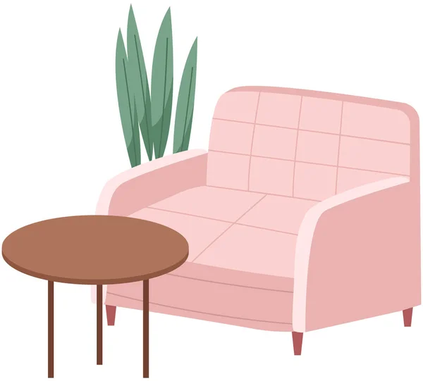 レトロな色のアームチェア ストライプの布の張りと現代の柔らかいアームチェア リビングルームの家具のデザインコンセプト現代的な家庭のインテリア要素を隔離ベクトル 木製の脚の柔らかい椅子 — ストックベクタ