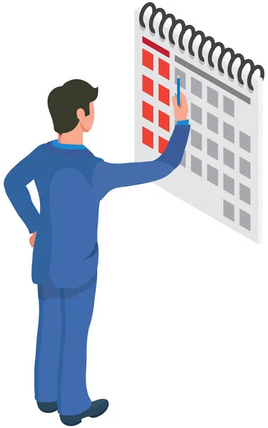 График Планирования Бизнесменов Управление Временем Планирование Задач Работа Календарем Напоминание — стоковый вектор